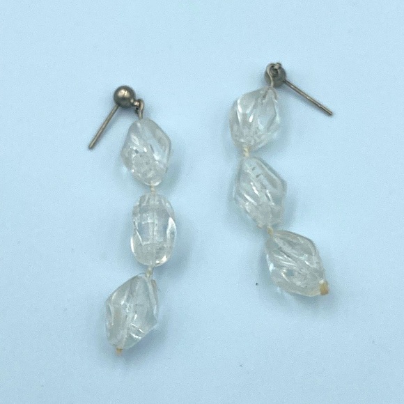 White Bead Earrings. - Picture 2 of 2